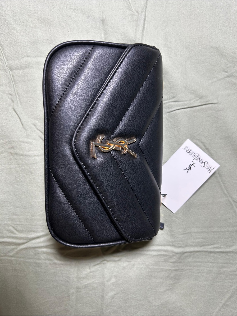 Saint Laurent Black Quilted Leather Crossbody with Gold Chain